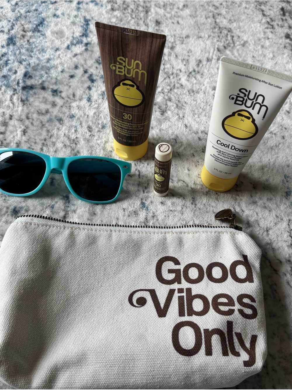 Good Vibes Only Canvas Pouch - With Sun Care Essentials